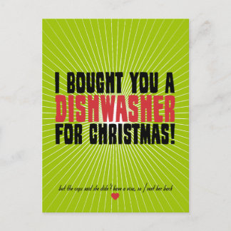 I Bought You A Dishwasher For Christmas Holiday Postcard
