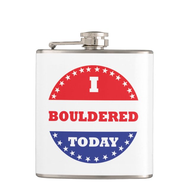 I Bouldered Today Hip Flask (Front)