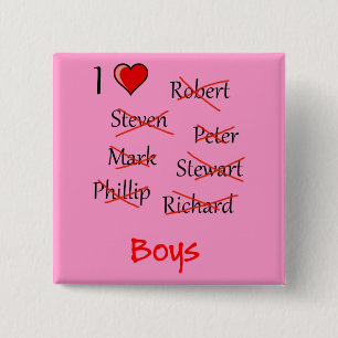 'I ♥ Boys' 15 Cm Square Badge