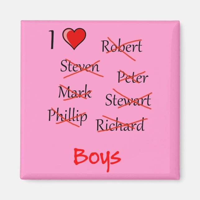 'I ♥ Boys' Magnet (Front)