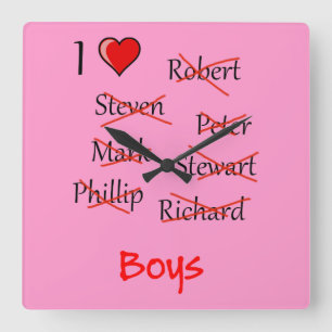 'I ♥ Boys' Square Wall Clock