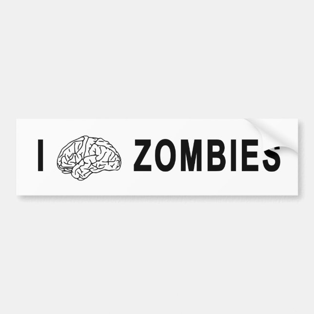 I [BRAIN] ZOMBIES BUMPER STICKER (Front)