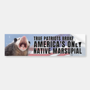 I BRAKE FOR AMERICA'S ONLY NATIVE MARSUPIAL BUMPER STICKER