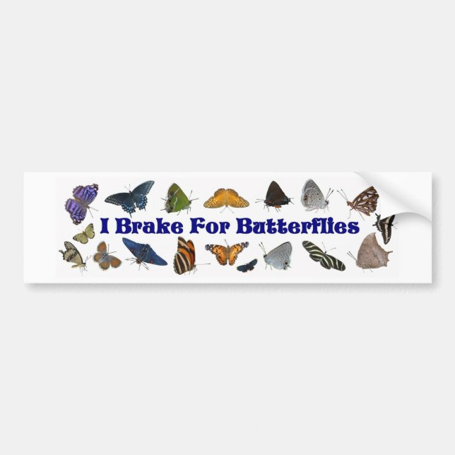 I Brake For Butterflies Bumper Sticker (Front)