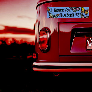 I BRAKE FOR BUTTERFLIES Monarch Watercolor  Bumper Sticker