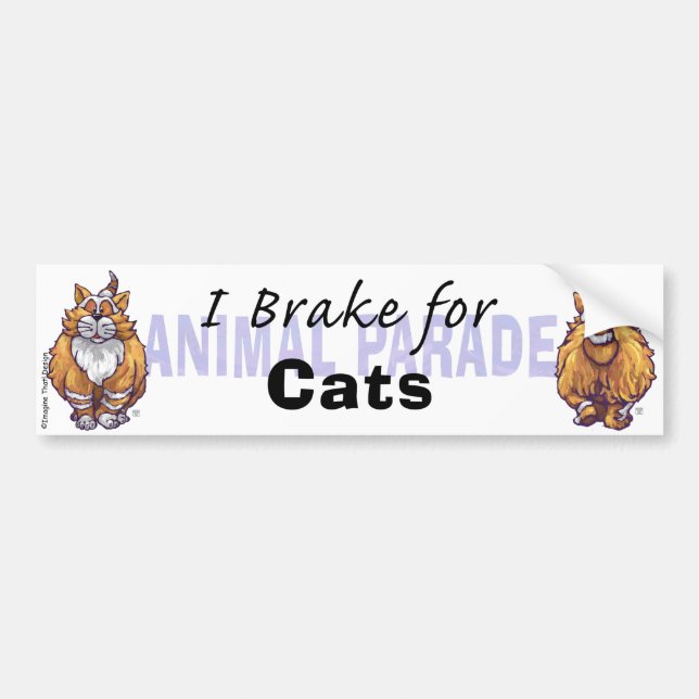 I Brake for Cats Bumper Sticker (Front)