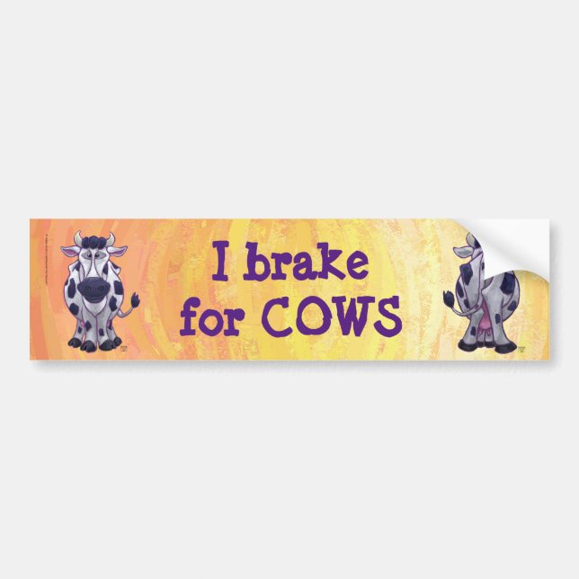 I Brake for Cows Bumper Sticker (Front)