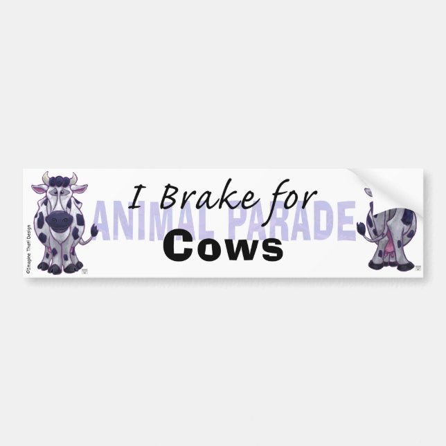 I Brake for Cows Bumper Sticker (Front)