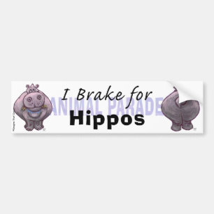 I Brake for Hippos Bumper Sticker