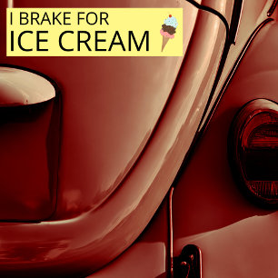 I BRAKE FOR ICE CREAM Cute Ice Cream Cone  Bumper Sticker