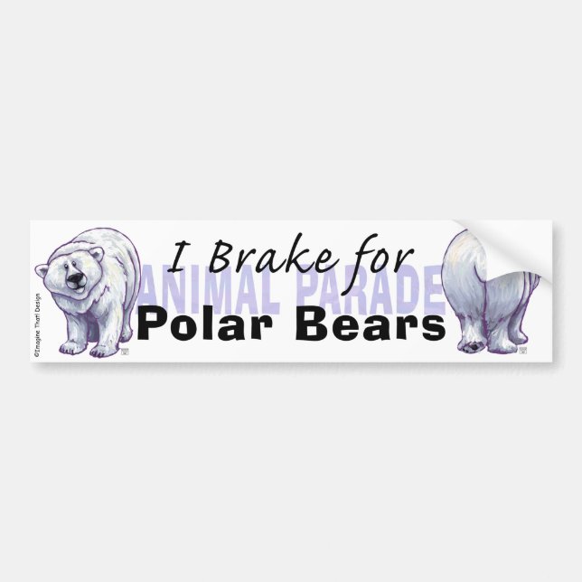 I Brake for Polar Bears Bumper Sticker (Front)