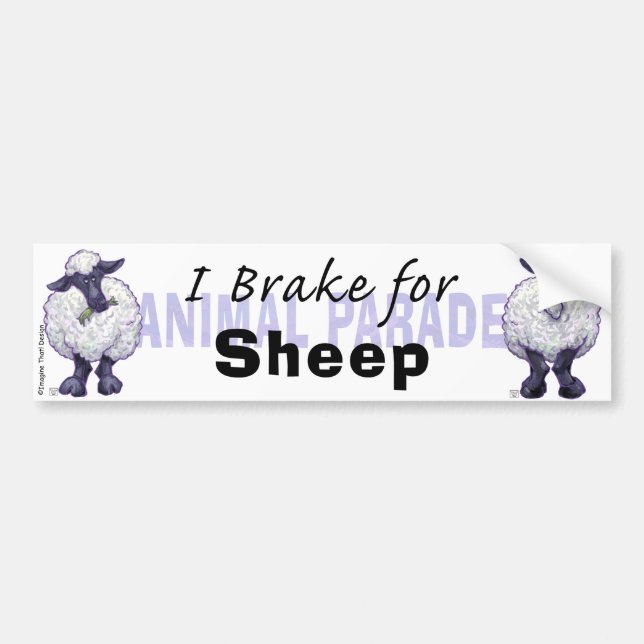I Brake for Sheep Bumper Sticker (Front)
