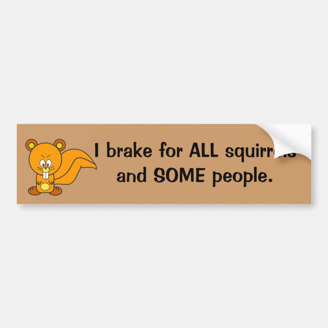 I Brake For Squirrels and Some People Humourous Bumper Sticker (Front)