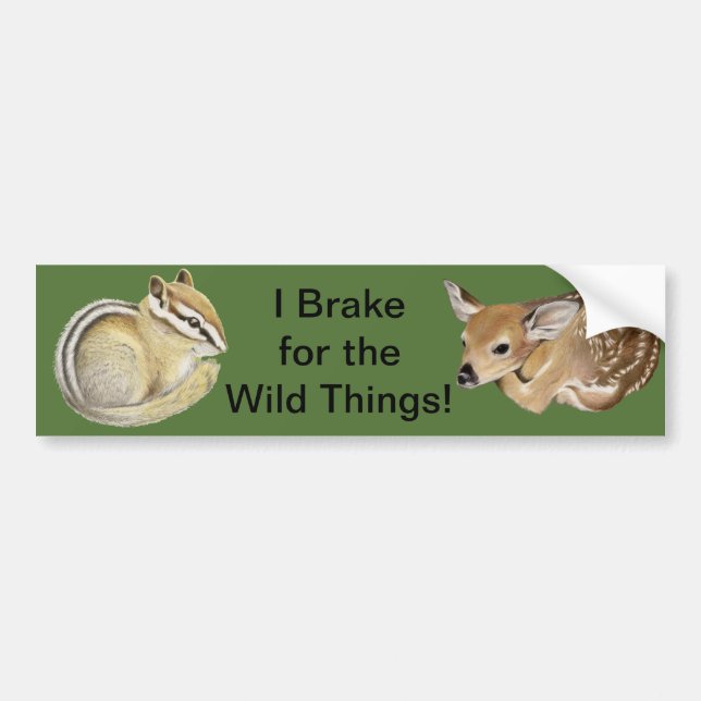 I Brake For The Wild Things! Bumper Sticker (Front)