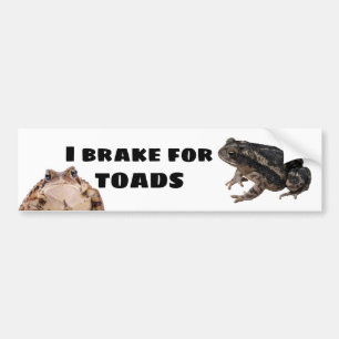 I brake for toads bumper sticker