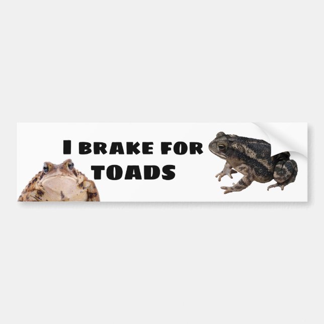 I brake for toads bumper sticker (Front)