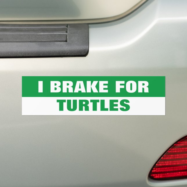 I BRAKE FOR TURTLES BUMPER STICKER (On Car)