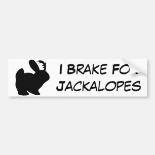I Break For Jackalopes - Solid Black Bumper Sticker
