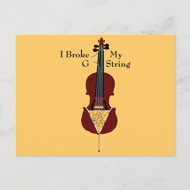 I Broke My G String (Cello) Postcard (Front)