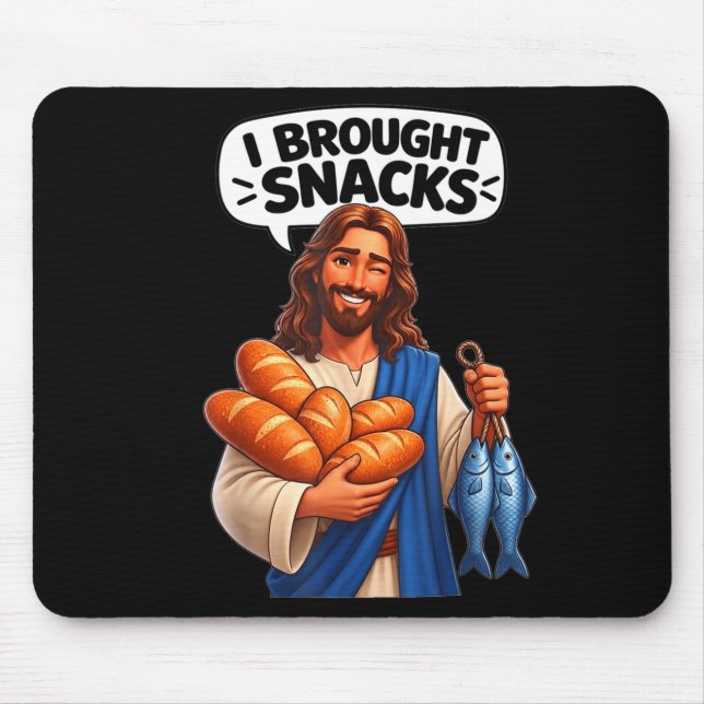 I brought snacks funny jesus meme  mouse mat (Front)