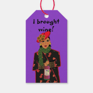 I Brought Wine! Purple Gift Tags