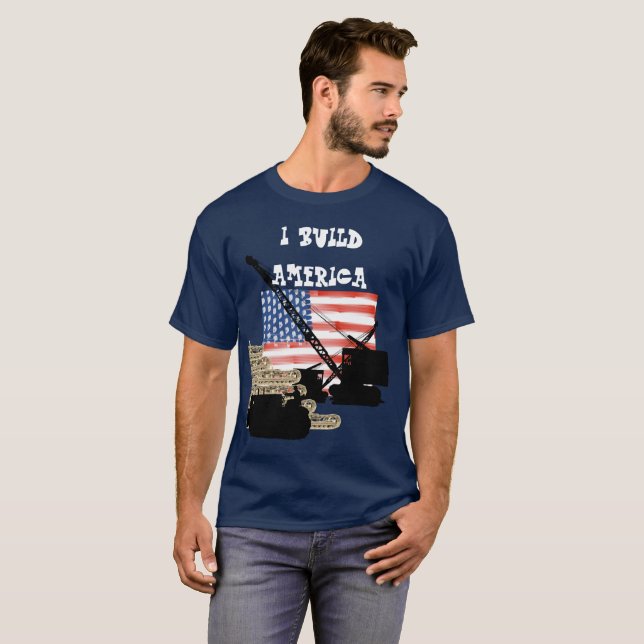 I BUILD AMERICA OPERATING ENGINEER PATRIOTIC FLAG T-Shirt (Front Full)