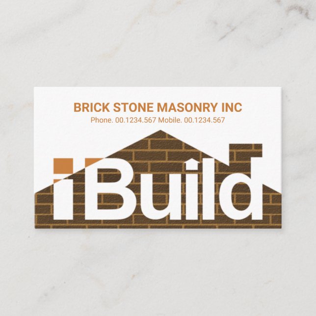 I Build Brickwork Home Handyman Contractor Business Card (Front)