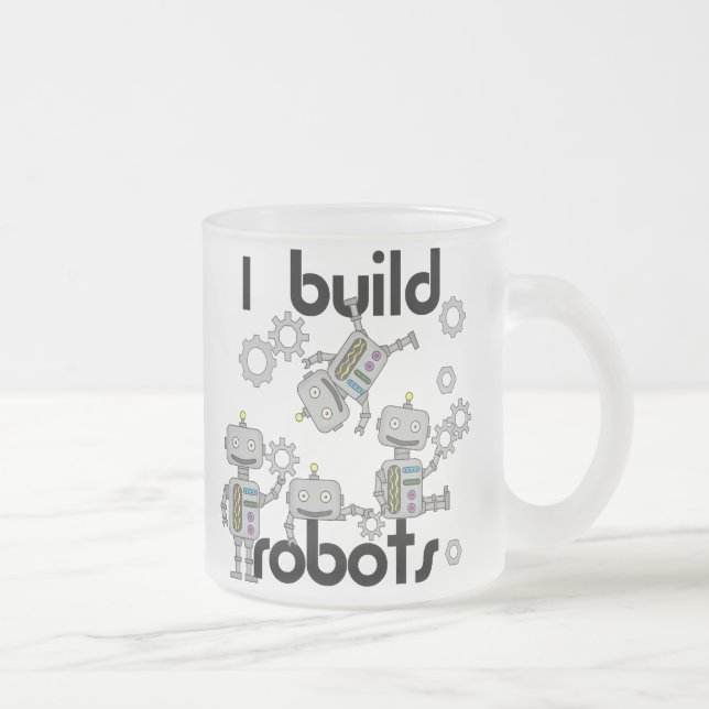 I Build Robots Frosted Glass Coffee Mug (Right)