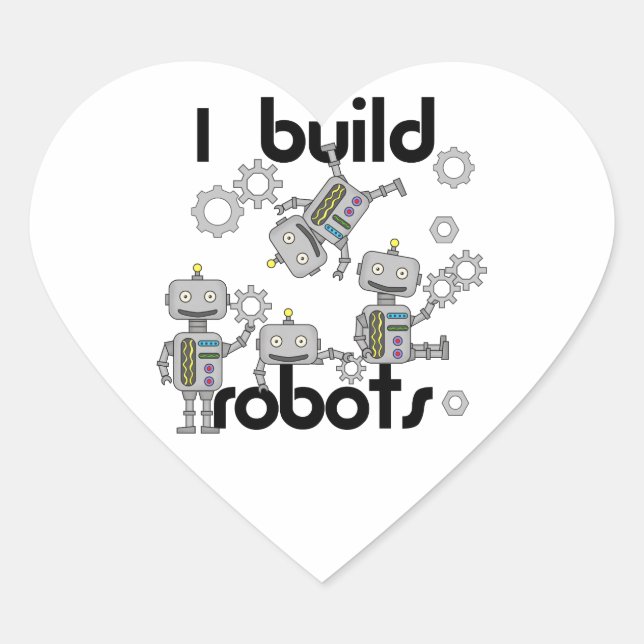 I Build Robots Heart Sticker (Front)
