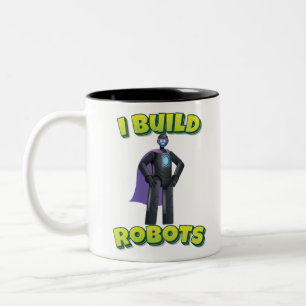 I Build Robots Robot Superhero Two-Tone Coffee Mug