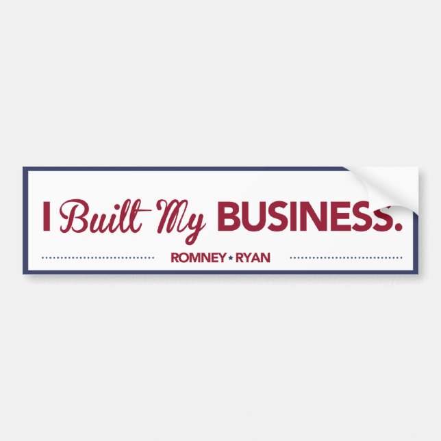 I Built My Business Bumper Sticker Blue Border (Front)