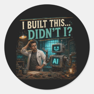 I Built This Didn’t I Funny AI Tech Shirt Classic Round Sticker