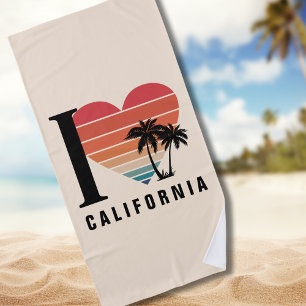  I ♥ California Retro Beach Towel