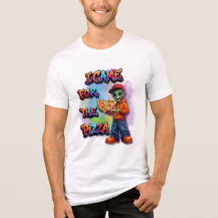 I Came For The Pizza Funny Alien Food Design Tri-Blend Shirt