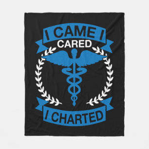 I Came I Cared I Charted Fleece Blanket