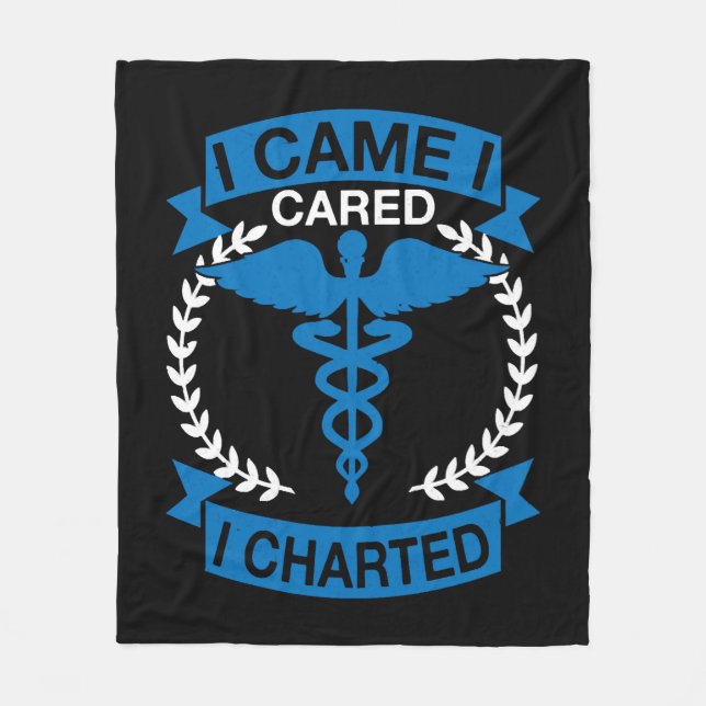 I Came I Cared I Charted Fleece Blanket (Front)