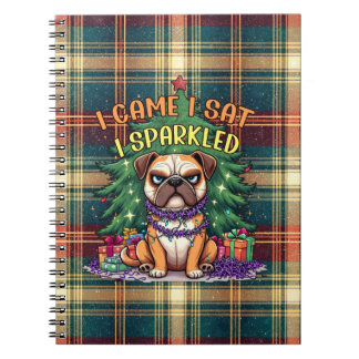 I Came I Sat I Sparkled Funny Christmas Bulldog Notebook