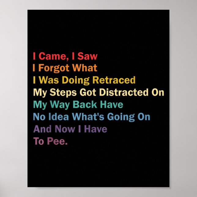I Came I Saw I Forgot What I Was Doing Funny Sarca Poster (Front)