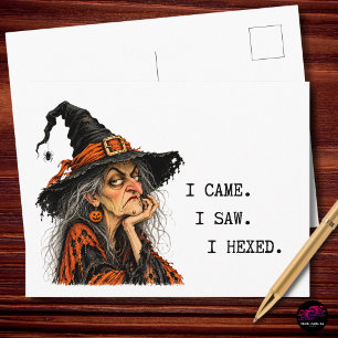 I Came I Saw I Hexed Funny Witch Halloween Holiday Postcard