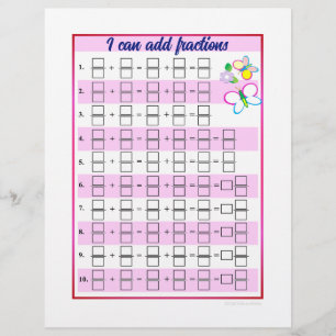 I Can Add and Subtract Fractions Templates Custom Letterhead