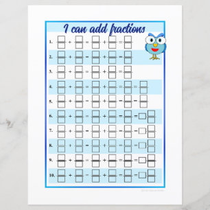 I Can Add and Subtract Fractions Templates -Sheet