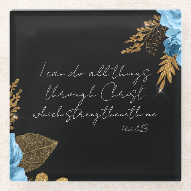 I Can Do All Things Bible Verse Glass Coaster (Front)