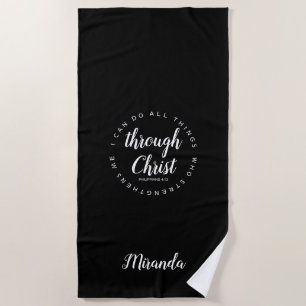 I Can Do All Things Black & White Yoga Beach Towel