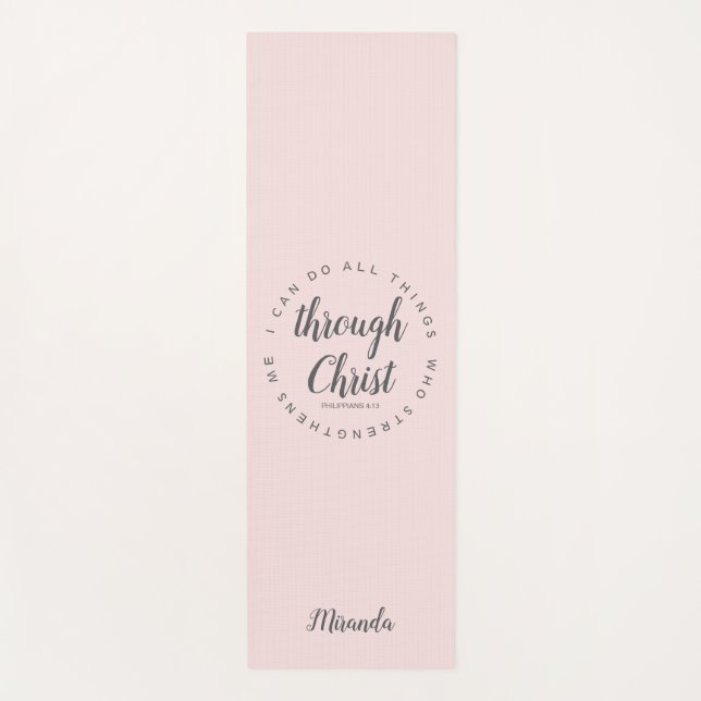I Can Do All Things Blush Pink Yoga Prayer Yoga Mat (Front)