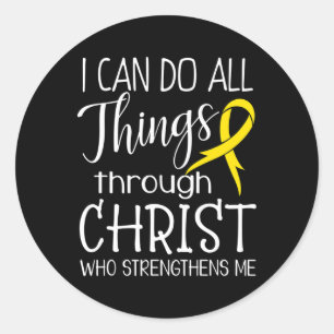 I Can Do All Things Childhood Cancer Awareness Classic Round Sticker