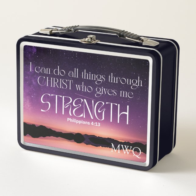 I CAN DO ALL THINGS Christian Monogram  Metal Lunch Box (Front)