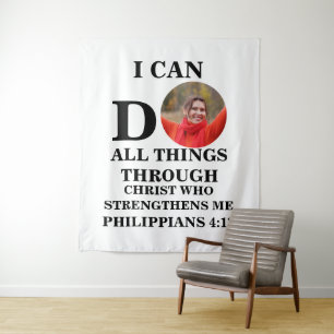 I can do all things Christian photo Bible verse Tapestry