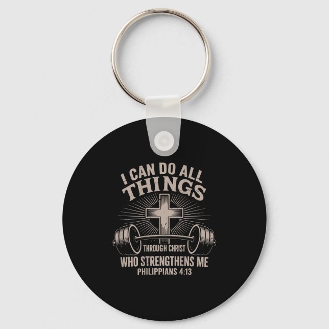 I Can Do All Things Funny Christian Workout Gym Je Key Ring (Front)