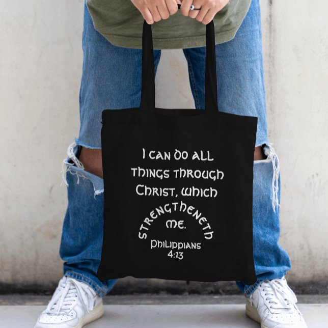 I Can Do All Things Philippians 4 Bible Verse  Tote Bag (Add your favorite Bible Verse.)