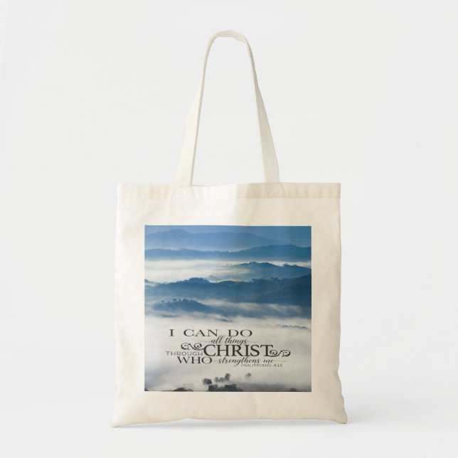 I can do all things through Christ Bible Verse Tote Bag (Front)